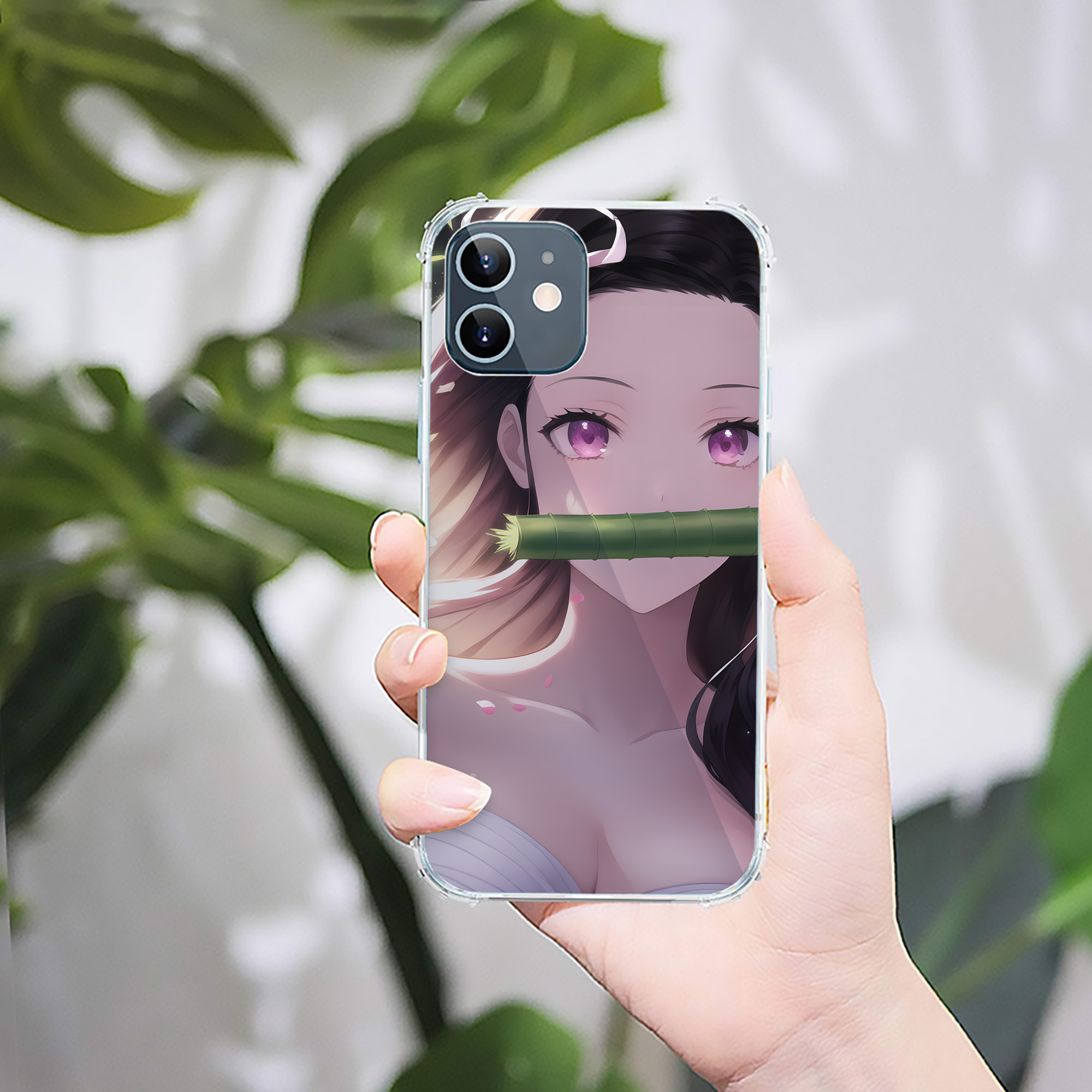 （画像用） 鬼滅の刃（きめつのやいば）竈門 禰󠄀豆子／かまど ねずこ Kamado Nezuko 【iPhone 12シリーズ対応】透明スマホケース（クリアソフトケース）